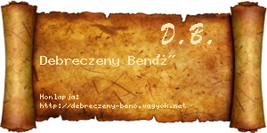 Debreczeny Benő névjegykártya